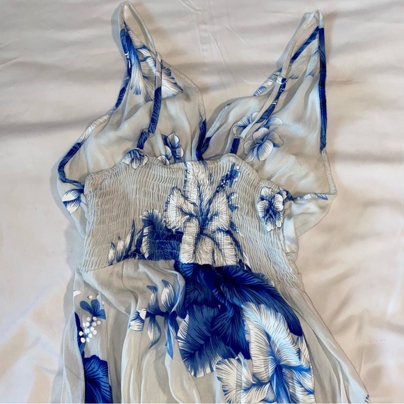 Boho Style Blue Flower Flow Dress - Picture 4 of 8